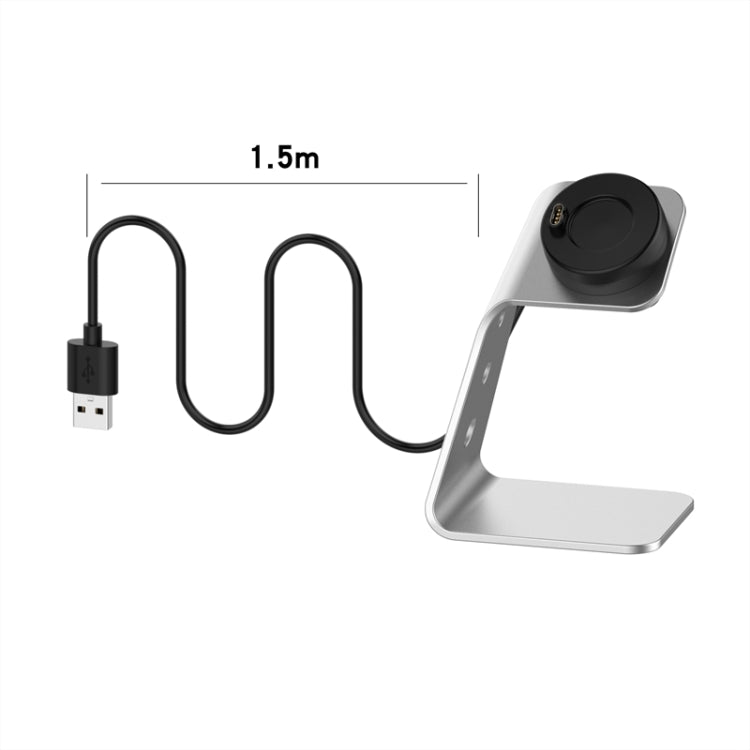 For Venu3 / Venu3S / Vivoactive 5 Portable Metal Charger Holder with Data Function, Left Interface(Silver) - free shipping - PMC TechLife - Order now!