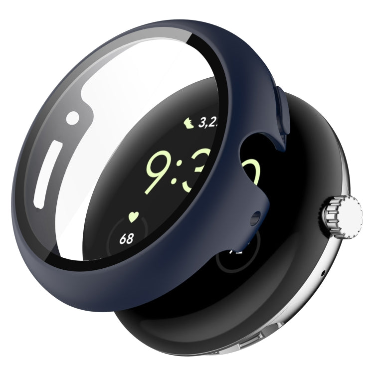 For Google Pixel Watch 2 PC + Tempered Film Integrated Watch Protective Case(Midnight Blue) - Watch Cases by PMC TechLife | Online Shopping South Africa | PMC TechLife