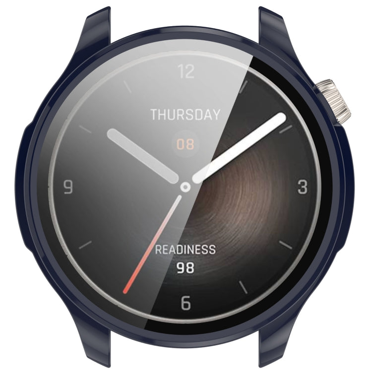 For Amazfit Balance A2286 PC + Tempered Film Integrated Watch Protective Case(Ink Blue) - Watch Cases by PMC TechLife | Online Shopping South Africa | PMC TechLife