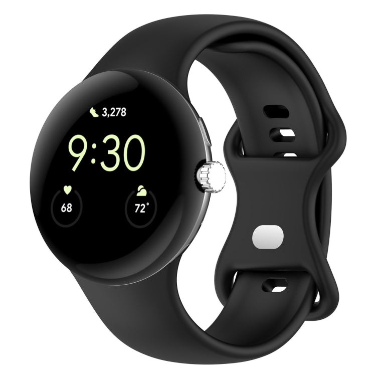 For Google Pixel Watch 2 Solid Color Silicone Watch Band, Size:S Size(Black) - Watch Bands by PMC Jewellery | Online Shopping South Africa | PMC Jewellery
