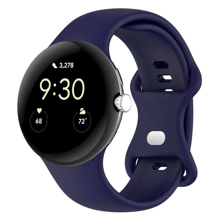For Google Pixel Watch 2 Solid Color Silicone Watch Band, Size:L Size(Blue) - Watch Bands by PMC TechLife | Online Shopping South Africa | PMC TechLife