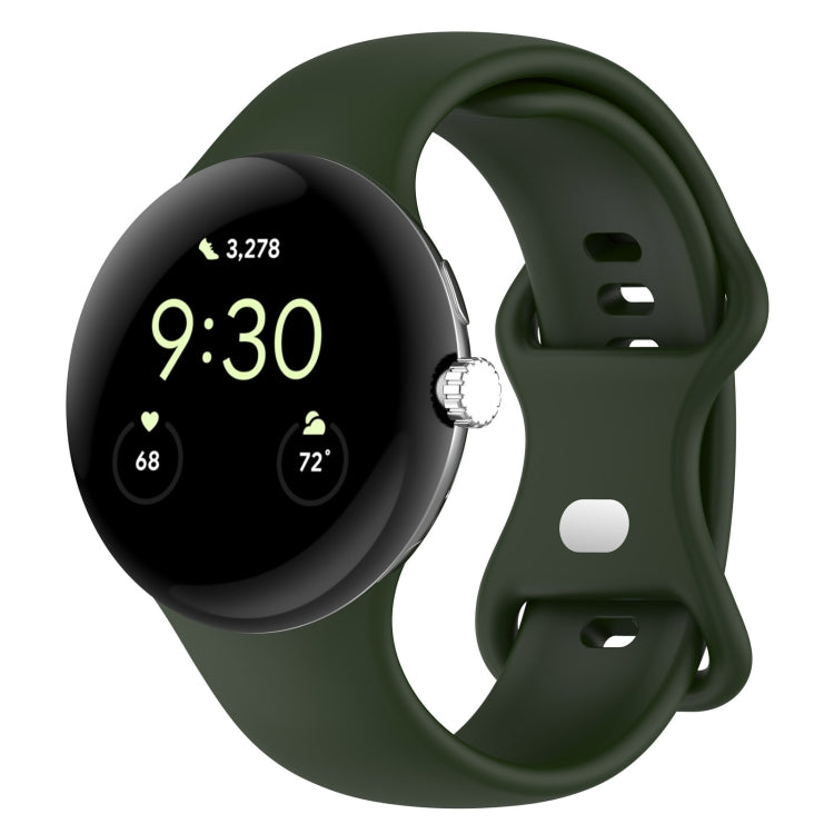 For Google Pixel Watch 2 Solid Color Silicone Watch Band, Size:L Size(Green) - Watch Bands by PMC TechLife | Online Shopping South Africa | PMC TechLife