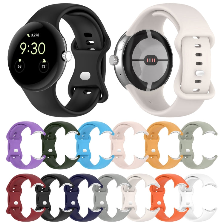 For Google Pixel Watch 2 Solid Color Silicone Watch Band, Size:S Size(Pink) - Watch Bands by PMC TechLife | Online Shopping South Africa | PMC TechLife