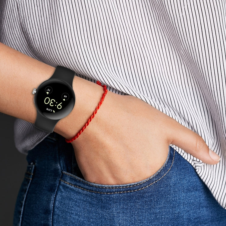 For Google Pixel Watch 2 Solid Color Silicone Watch Band, Size:S Size(Purple) - Watch Bands by PMC TechLife | Online Shopping South Africa | PMC TechLife