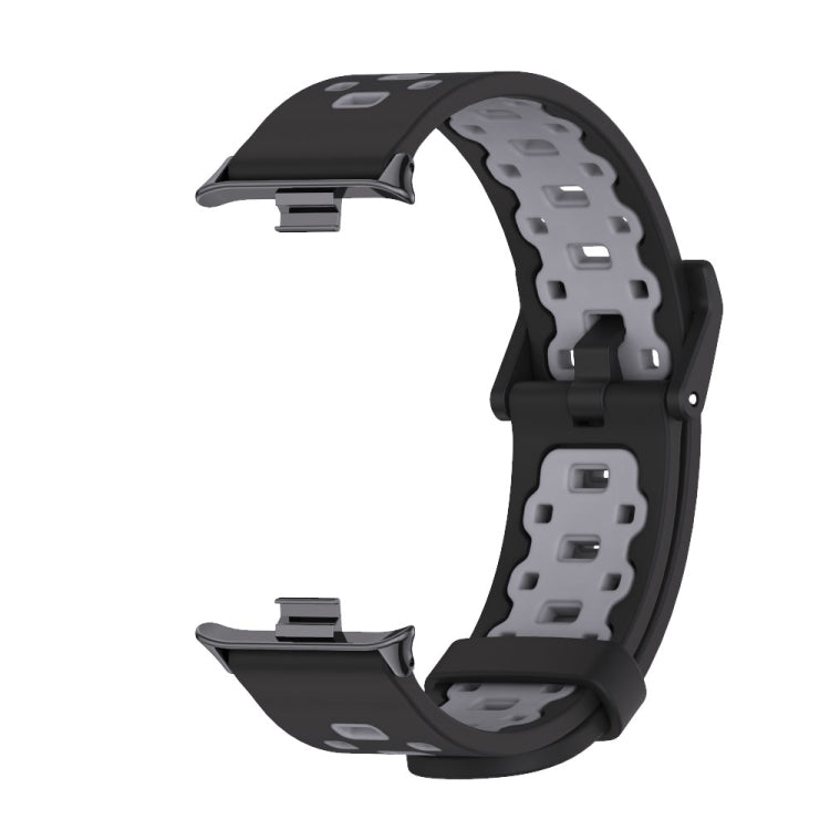For Xiaomi Smart Band 9 Pro / 8 Pro Mijobs Square Hole Breathable Silicone Watch Band(Black Grey) - Watch Bands by MIJOBS | Online Shopping South Africa | PMC TechLife | Buy Now Pay Later Mobicred