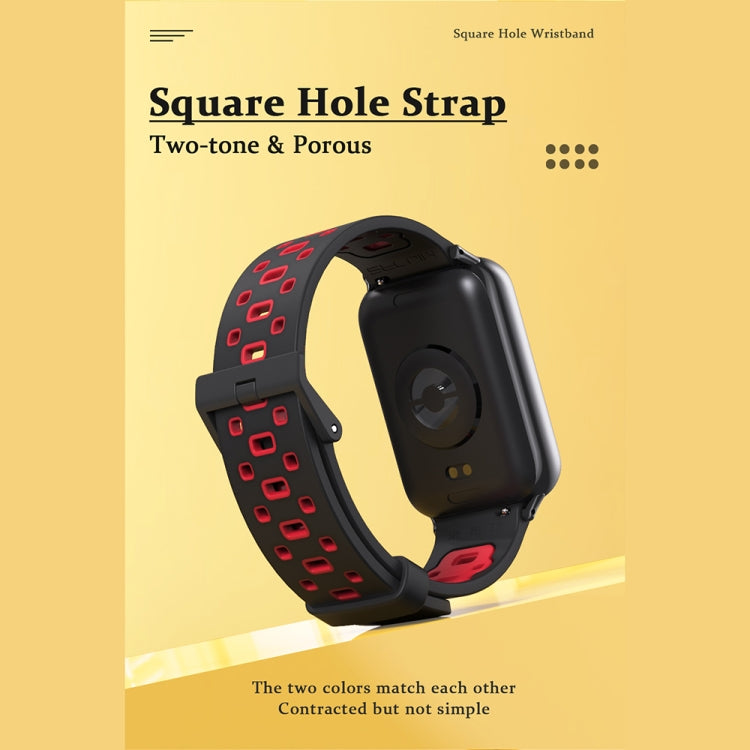 For Xiaomi Smart Band 9 Pro / 8 Pro Mijobs Square Hole Breathable Silicone Watch Band(Black Grey) - Watch Bands by MIJOBS | Online Shopping South Africa | PMC TechLife | Buy Now Pay Later Mobicred