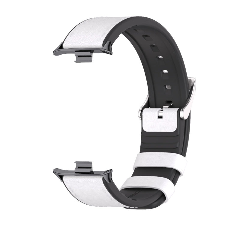 For Xiaomi Mi Band 8 Pro Mijobs TPU Leather Watch Band(White Black) - Watch Bands by MIJOBS | Online Shopping South Africa | PMC Jewellery