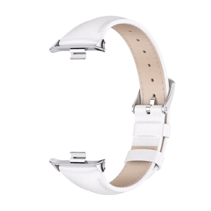 For Xiaomi Smart Band 9 Pro / 8 Pro Mijobs Genuine Leather Slim Watch Band(White Silver) - Watch Bands by MIJOBS | Online Shopping South Africa | PMC Jewellery | Buy Now Pay Later Mobicred