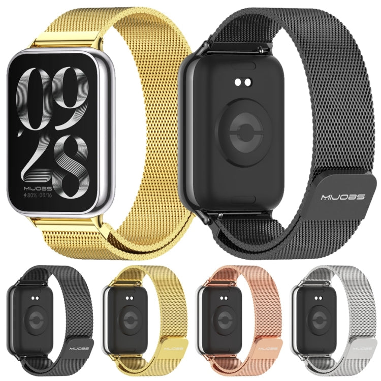 For Xiaomi Smart Band 9 Pro / 8 Pro Mijobs Milan Magnetic Stainless Steel Watch Band(Black) - Watch Bands by MIJOBS | Online Shopping South Africa | PMC Jewellery | Buy Now Pay Later Mobicred