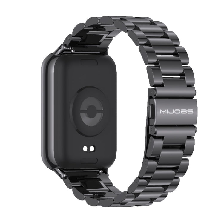 For Xiaomi Smart Band 9 Pro / 8 Pro Mijobs Three Beads Stainless Steel Watch Band(Black) - Watch Bands by MIJOBS | Online Shopping South Africa | PMC Jewellery | Buy Now Pay Later Mobicred