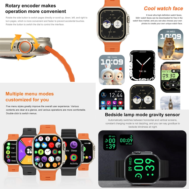 iW9 Ultra 2.04 inch Screen Smart Call Watch, BT Call / Heart Rate / Blood Pressure / Blood Oxygen(Tarnish Black) - free shipping - PMC TechLife - Order now!