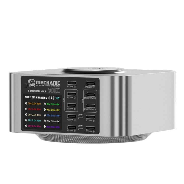 Mechanic X-Power Series Multiport Digital Display USB Charger Station with Wireless Charging, Total Power:300W(US Plug) - free shipping - PMC TechLife - Order now!