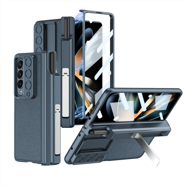 For Samsung Galaxy Z Fold4 GKK Magnetic Hinge Flip Leather Phone Case with Holder(Blue) - free shipping - PMC TechLife - Order now!