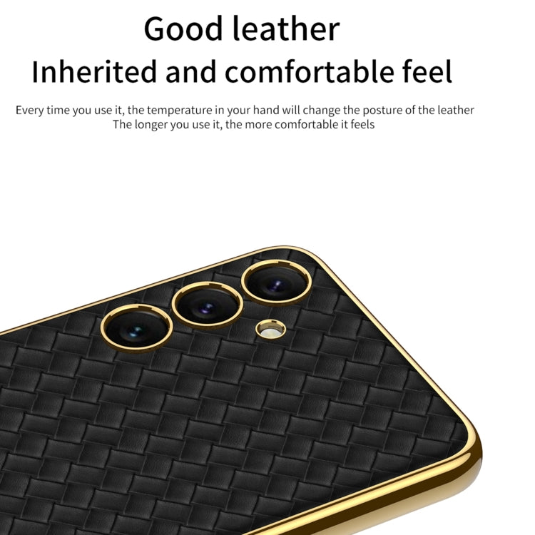 For Samsung Galaxy S24+ 5G GKK Weave Texture Electroplating PU Protective Phone Case(Purple) - Galaxy S24+ 5G Cases by GKK | Online Shopping South Africa | PMC TechLife | Buy Now Pay Later Mobicred