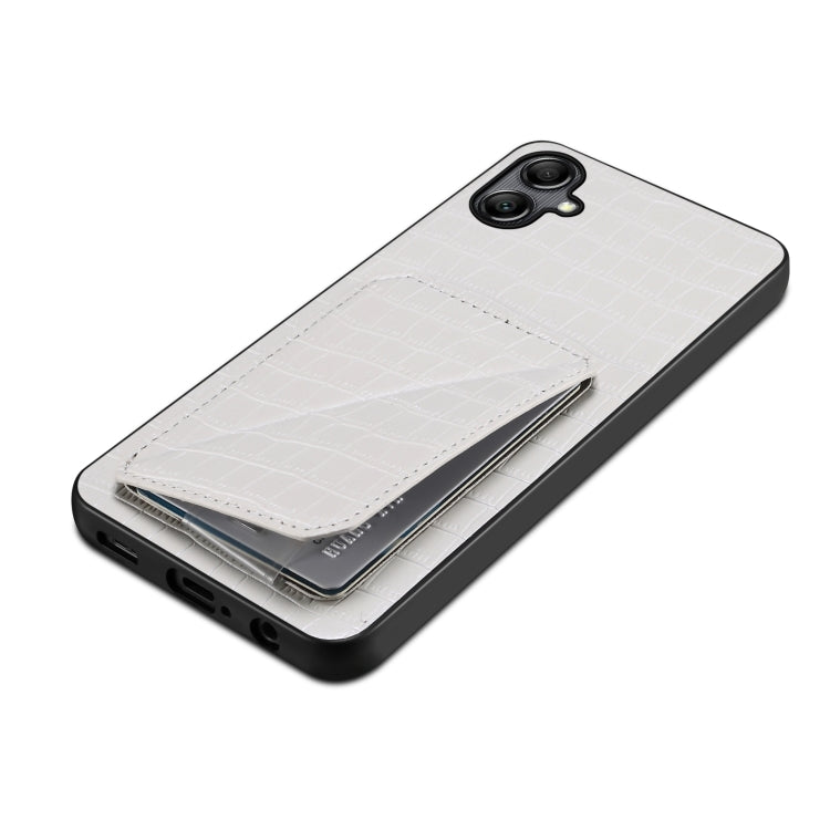 For Samsung Galaxy A51 5G Denior Imitation Crocodile Leather Back Phone Case with Holder(White) - Galaxy Phone Cases by Denior | Online Shopping South Africa | PMC TechLife | Buy Now Pay Later Mobicred
