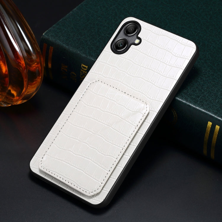 For Samsung Galaxy A51 5G Denior Imitation Crocodile Leather Back Phone Case with Holder(White) - Galaxy Phone Cases by Denior | Online Shopping South Africa | PMC TechLife | Buy Now Pay Later Mobicred