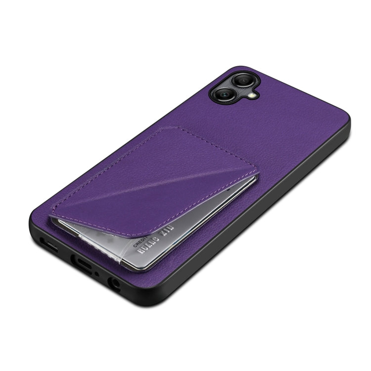 For Samsung Galaxy S23+ 5G Denior Imitation Calf Leather Back Phone Case with Holder(Purple) - Galaxy S23+ 5G Cases by Denior | Online Shopping South Africa | PMC TechLife | Buy Now Pay Later Mobicred