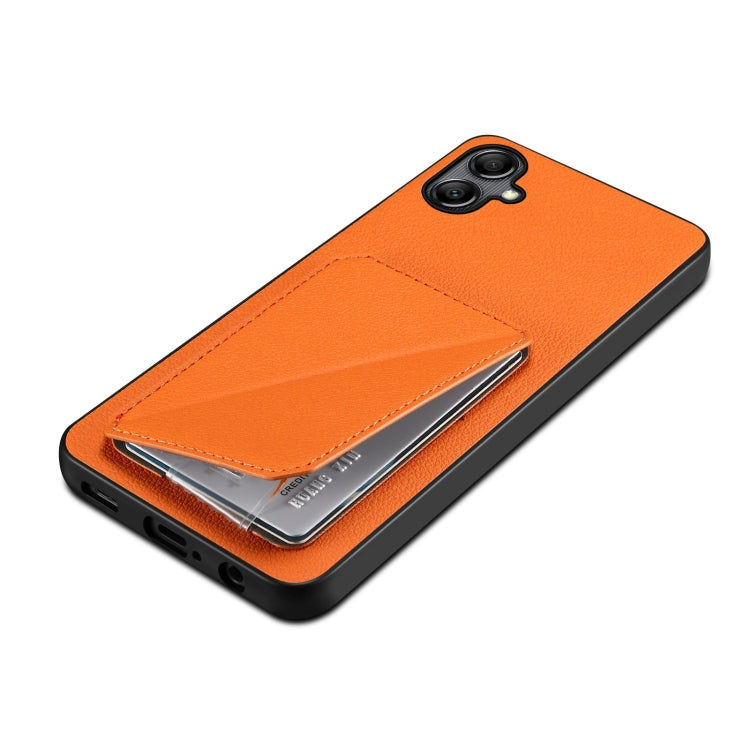 For Samsung Galaxy S23+ 5G Denior Imitation Calf Leather Back Phone Case with Holder(Orange) - Galaxy S23+ 5G Cases by Denior | Online Shopping South Africa | PMC TechLife | Buy Now Pay Later Mobicred