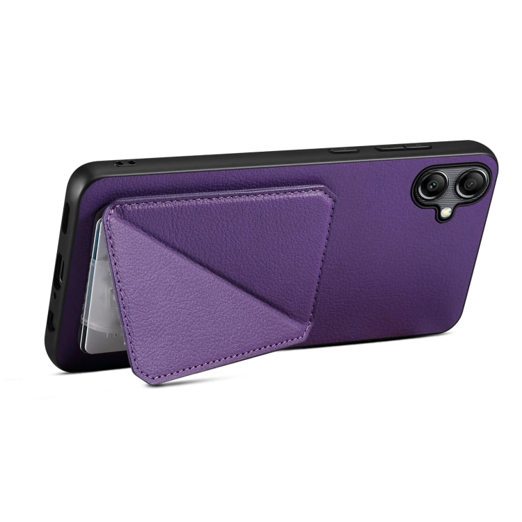 For Samsung Galaxy S24 5G Denior Imitation Calf Leather Back Phone Case with Holder(Purple) - Galaxy S24 5G Cases by Denior | Online Shopping South Africa | PMC TechLife | Buy Now Pay Later Mobicred