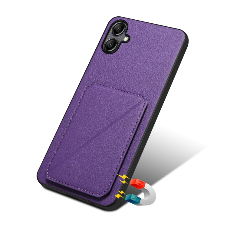 For Samsung Galaxy S24 5G Denior Imitation Calf Leather Back Phone Case with Holder(Purple) - Galaxy S24 5G Cases by Denior | Online Shopping South Africa | PMC TechLife | Buy Now Pay Later Mobicred