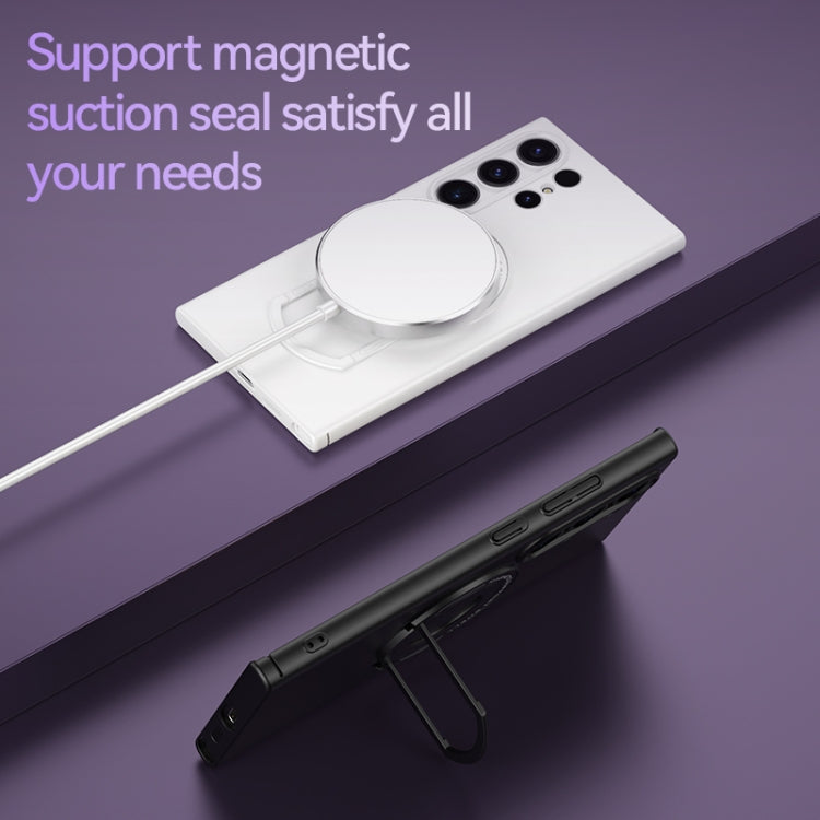 For Samsung Galaxy S24+ 5G Matte Magsafe Magnetic Phone Case with Trolley Holder(Black) - Galaxy S24+ 5G Cases by PMC TechLife | Online Shopping South Africa | PMC TechLife