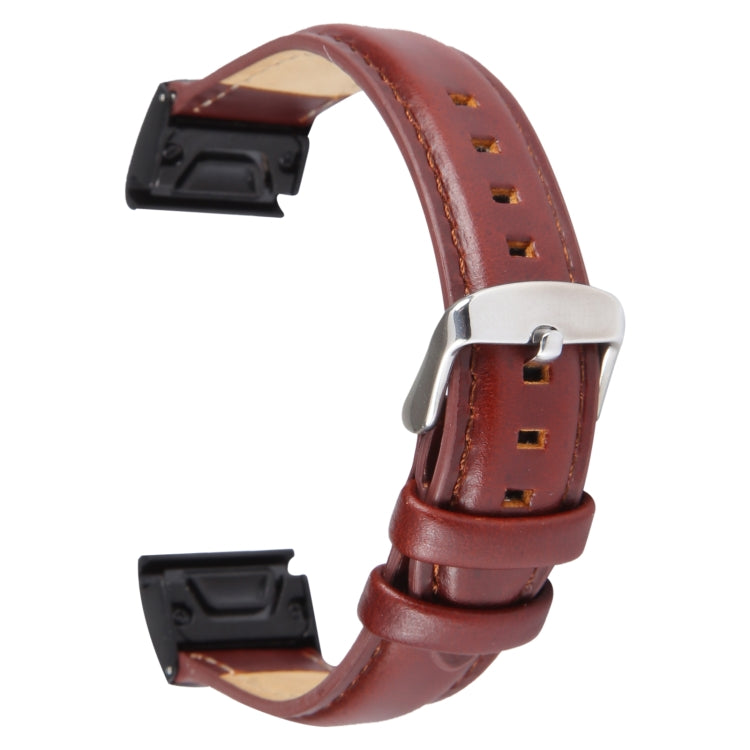 Compatible with Garmin Fenix 7X 26mm Plain Weave Genuine Leather Watch Band(Wine Red) - free shipping - PMC TechLife - Order now!
