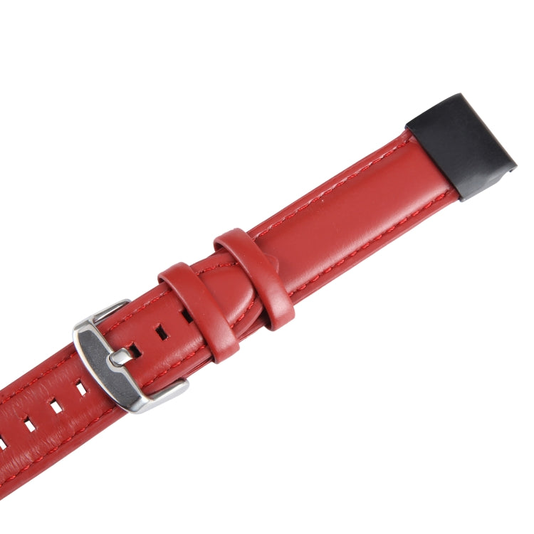 Compatible with Garmin Fenix 7 22mm Bamboo Joint Texture Genuine Leather Watch Band(Red) - Watch Bands by PMC TechLife | Online Shopping South Africa | PMC TechLife | Buy Now Pay Later Mobicred