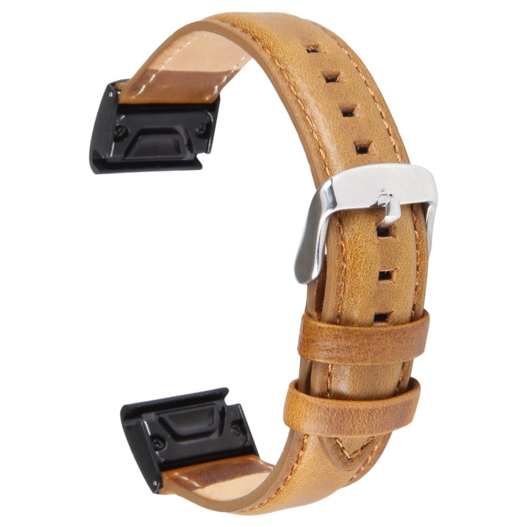 Compatible with Garmin Fenix 7S 20mm  Plain Weave Genuine Leather Watch Band(Brown) - free shipping - PMC TechLife - Order now!