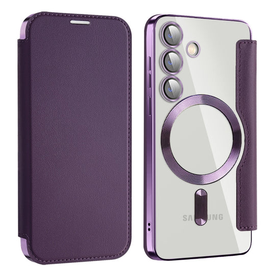 For Samsung Galaxy S24 5G MagSafe Magnetic RFID Anti-theft Leather Phone Case(Dark Purple) - Galaxy S24 5G Cases by PMC Jewellery | Online Shopping South Africa | PMC Jewellery