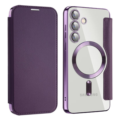 For Samsung Galaxy S24+ 5G MagSafe Magnetic RFID Anti-theft Leather Phone Case(Dark Purple) - Galaxy S24+ 5G Cases by PMC Jewellery | Online Shopping South Africa | PMC Jewellery