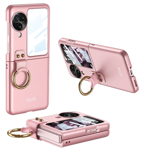 For OPPO Find N3 Flip GKK Integrated Ultra-thin Full Coverage Phone Case with Ring Holder(Pink) - Find N3 Flip Cases by GKK | Online Shopping South Africa | PMC Jewellery | Buy Now Pay Later Mobicred