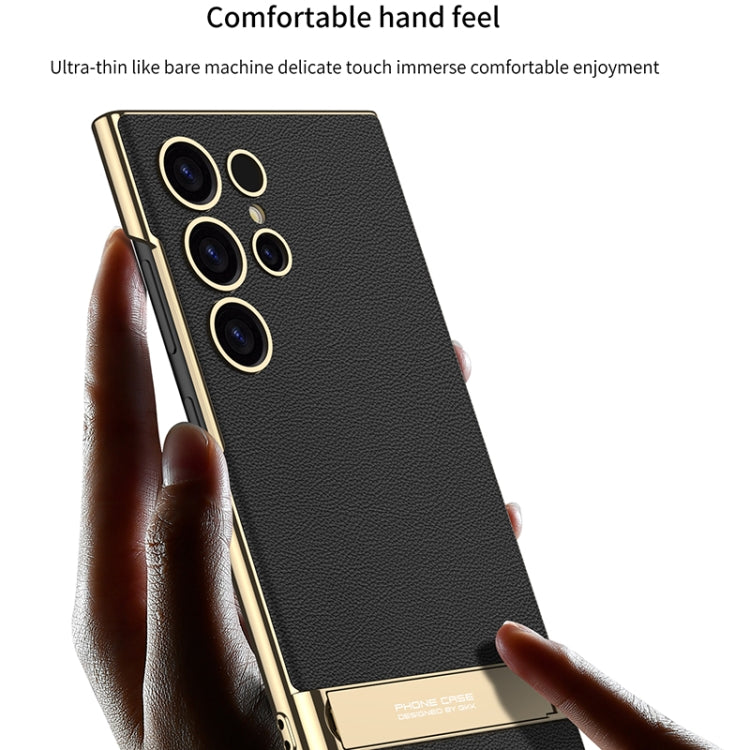 For Samsung Galaxy S24 Ultra 5G GKK Triumph Ultra-Thin Plain Leather Phone Case with Holder(Silver) - Galaxy S24 Ultra 5G Cases by GKK | Online Shopping South Africa | PMC TechLife | Buy Now Pay Later Mobicred