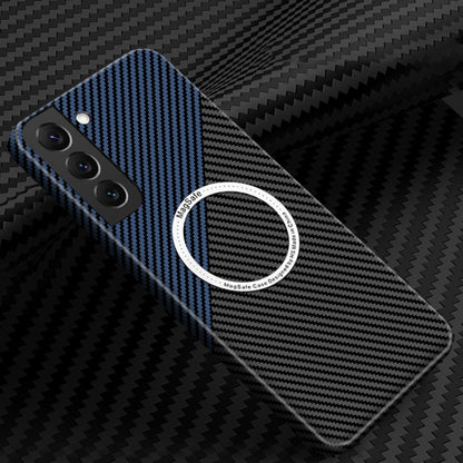 For Samsung Galaxy S24+ 5G Carbon Fiber Texture MagSafe Magnetic Phone Case(Black Blue) - Galaxy S24+ 5G Cases by PMC Jewellery | Online Shopping South Africa | PMC Jewellery