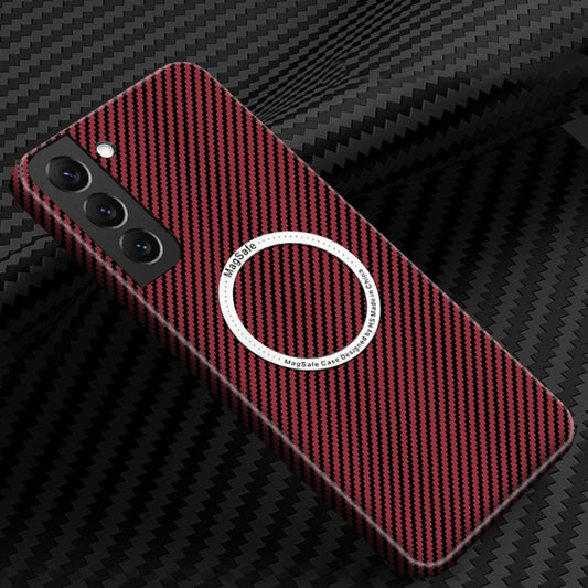 For Samsung Galaxy S24 5G Carbon Fiber Texture MagSafe Magnetic Phone Case(Red) - Galaxy S24 5G Cases by PMC Jewellery | Online Shopping South Africa | PMC Jewellery