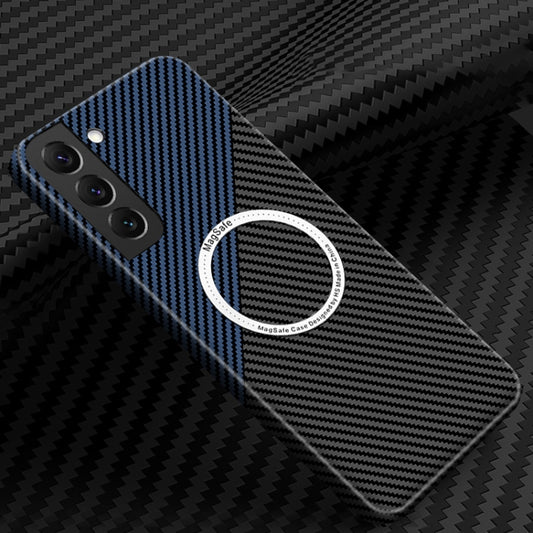 For Samsung Galaxy S24 5G Carbon Fiber Texture MagSafe Magnetic Phone Case(Black Blue) - Galaxy S24 5G Cases by PMC Jewellery | Online Shopping South Africa | PMC Jewellery