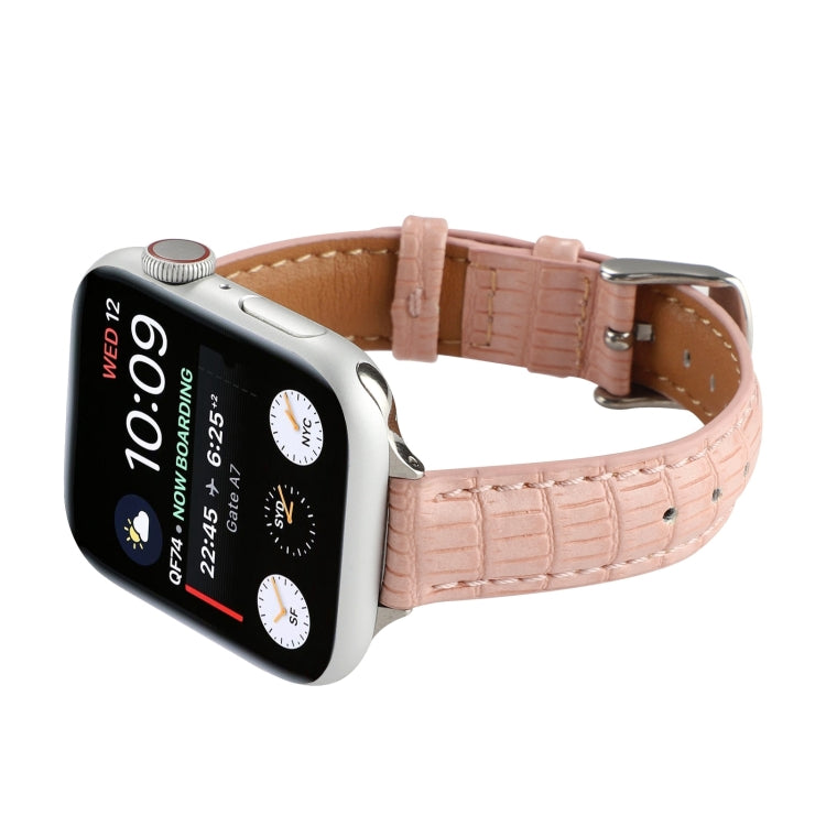For Apple Watch Series 7 45mm Slim Crocodile Leather Watch Band(Pink) - free shipping - PMC TechLife - Order now!