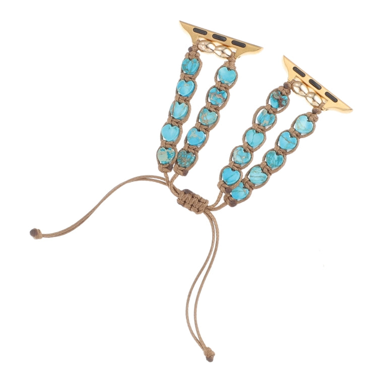 For Apple Watch Series 9 45mm Heart Stones Drawstring Chain Watch Band(Blue) - Watch Bands by PMC TechLife | Online Shopping South Africa | PMC TechLife | Buy Now Pay Later Mobicred