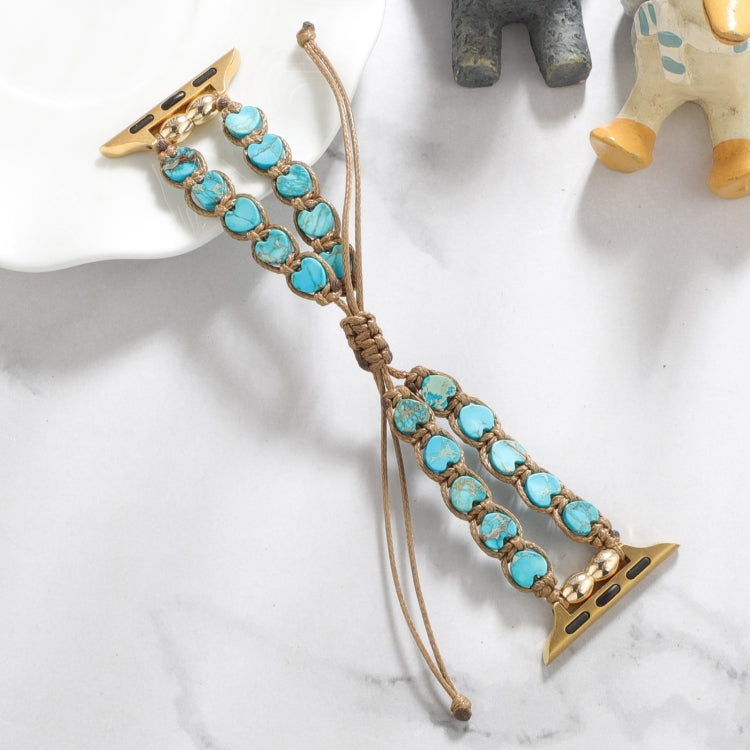 For Apple Watch SE 2022 40mm Heart Stones Drawstring Chain Watch Band(Blue) - free shipping - PMC TechLife - Order now!