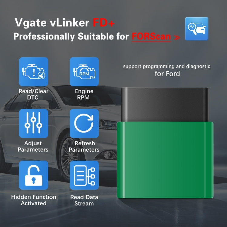 VLINKER FD + V2.2 Bluetooth 4.0 Car OBD Fault Diagnosis Detector - Code Readers & Scan Tools by PMC Jewellery | Online Shopping South Africa | PMC Jewellery