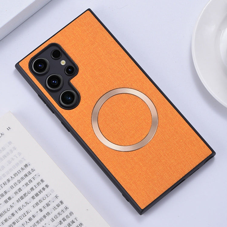 For Samsung Galaxy S24 Ultra 5G Magsafe Magnetic Ring Cloth Texture Phone Case(Orange) - Galaxy S24 Ultra 5G Cases by PMC Jewellery | Online Shopping South Africa | PMC Jewellery