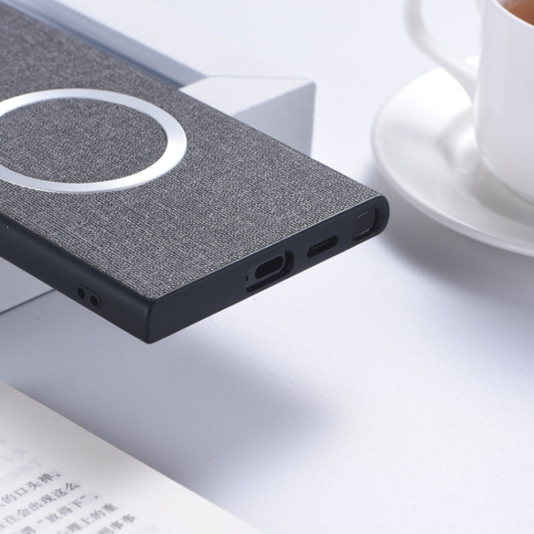 For Samsung Galaxy S24 Ultra 5G Magsafe Magnetic Ring Cloth Texture Phone Case(Grey) - Galaxy S24 Ultra 5G Cases by PMC TechLife | Online Shopping South Africa | PMC TechLife