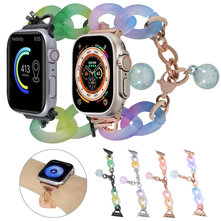 For Apple Watch Series 9 41mm Gradient Resin Chain Watch Band(Pink) - Watch Bands by PMC TechLife | Online Shopping South Africa | PMC TechLife | Buy Now Pay Later Mobicred