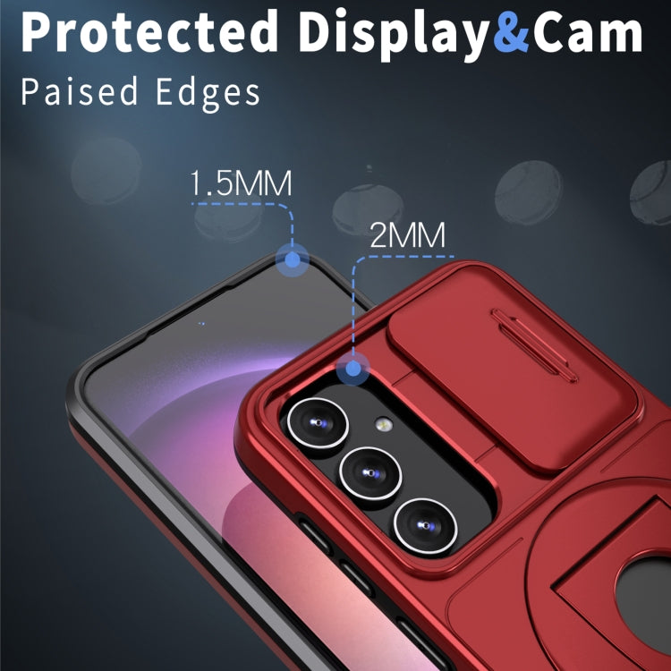 For Samsung Galaxy S23 5G Camshield MagSafe Ring Holder Armor Phone Case(Red) - Galaxy S23 5G Cases by PMC TechLife | Online Shopping South Africa | PMC TechLife