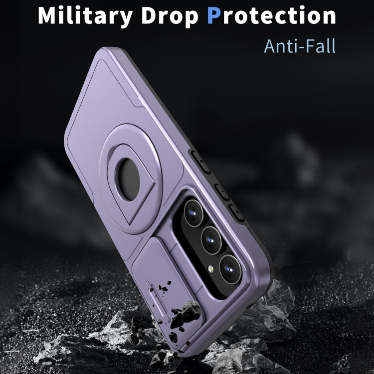 For Samsung Galaxy S23 5G Camshield MagSafe Ring Holder Armor Phone Case(Puple) - Galaxy S23 5G Cases by PMC TechLife | Online Shopping South Africa | PMC TechLife