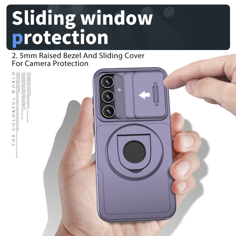For Samsung Galaxy S23 5G Camshield MagSafe Ring Holder Armor Phone Case(Puple) - Galaxy S23 5G Cases by PMC TechLife | Online Shopping South Africa | PMC TechLife