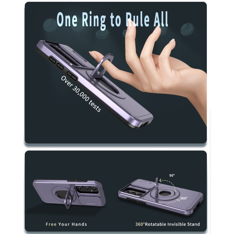 For Samsung Galaxy S23 5G Camshield MagSafe Ring Holder Armor Phone Case(Puple) - Galaxy S23 5G Cases by PMC TechLife | Online Shopping South Africa | PMC TechLife