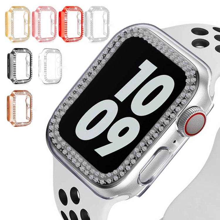 For Apple Watch Series 9 / 8 / 7 45mm Plating Dual-Row Diamond Hollow PC Watch Case(Gold) - free shipping - PMC TechLife - Order now!