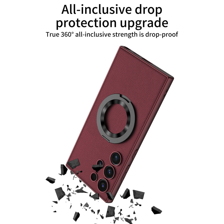 For Samsung Galaxy S24 Ultra 5G GKK Skin Feel Leather MagSafe Magnetic Phone Case with Holder(Black) - Galaxy S24 Ultra 5G Cases by GKK | Online Shopping South Africa | PMC TechLife | Buy Now Pay Later Mobicred