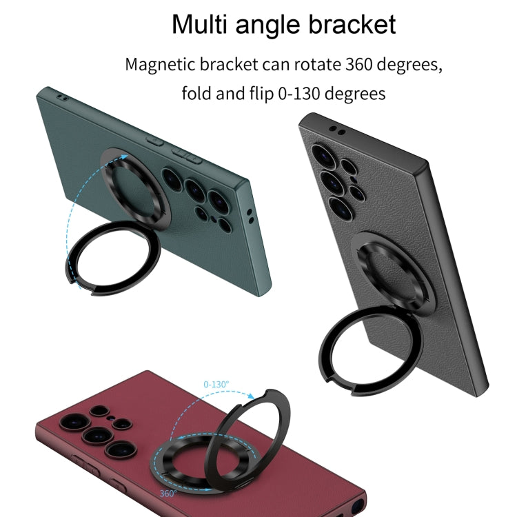 For Samsung Galaxy S24 Ultra 5G GKK Skin Feel Leather MagSafe Magnetic Phone Case with Holder(Black) - Galaxy S24 Ultra 5G Cases by GKK | Online Shopping South Africa | PMC TechLife | Buy Now Pay Later Mobicred