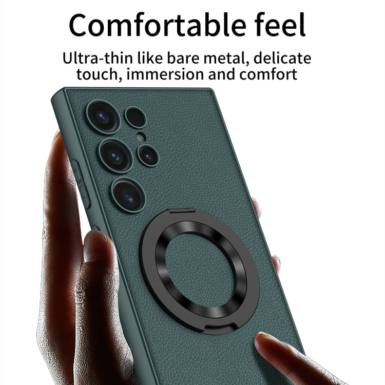 For Samsung Galaxy S24 Ultra 5G GKK Skin Feel Leather MagSafe Magnetic Phone Case with Holder(Black) - Galaxy S24 Ultra 5G Cases by GKK | Online Shopping South Africa | PMC TechLife | Buy Now Pay Later Mobicred